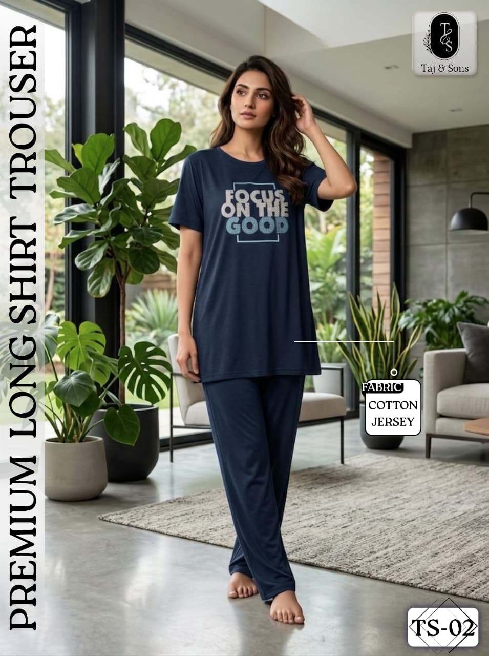 Premium Cotton Jersey Night Suit – Soft Comfort Set (TS-02)