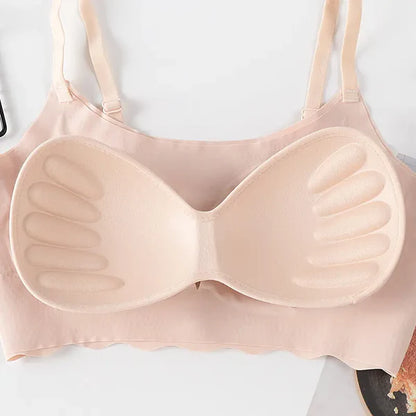 Pack of-2Seamless Bras for Woman Wireless Underwear Ice Silk Removable Padded Bralette Breathable Comfortable One Piece Brassier