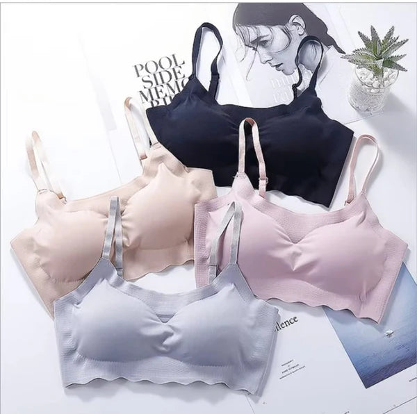 Seamless Bras for Woman Wireless Underwear Ice Silk Removable Padded Bralette Breathable Comfortable One Piece Brassier