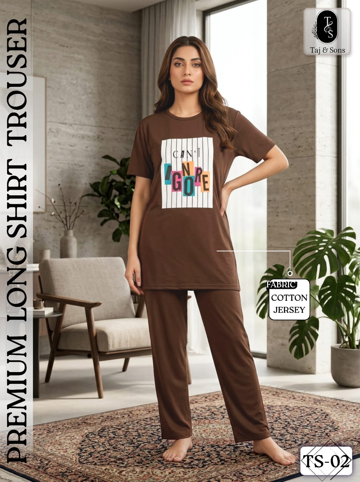 Premium Cotton Jersey Night Suit – Soft Comfort Set (TS-02)
