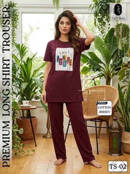 Premium Cotton Jersey Night Suit – Soft Comfort Set (TS-02)
