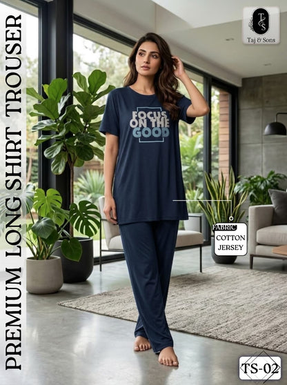 Premium Cotton Jersey Night Suit – Soft Comfort Set (TS-02)