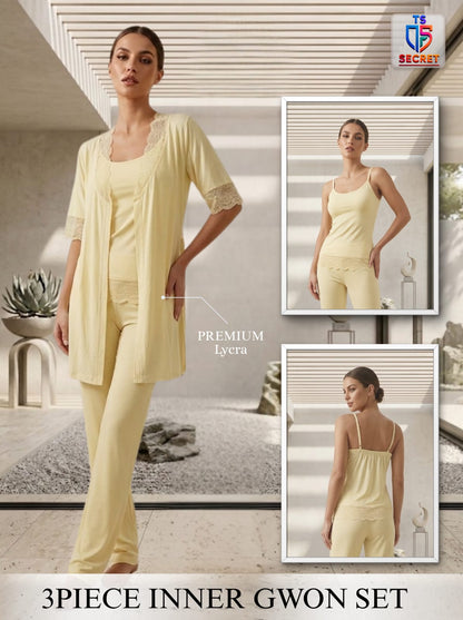 Sunset Glow 3-Piece Inner Gown Set – TS Secret