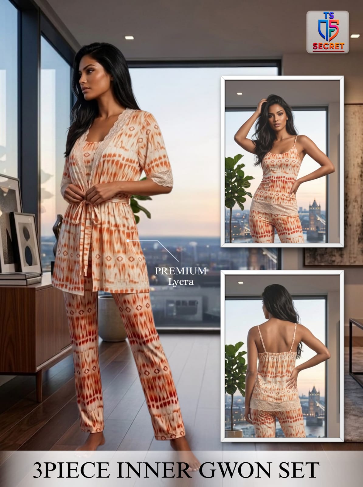Sunset Glow 3-Piece Inner Gown Set – TS Secret
