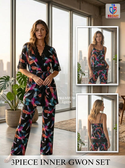 Sunset Glow 3-Piece Inner Gown Set – TS Secret