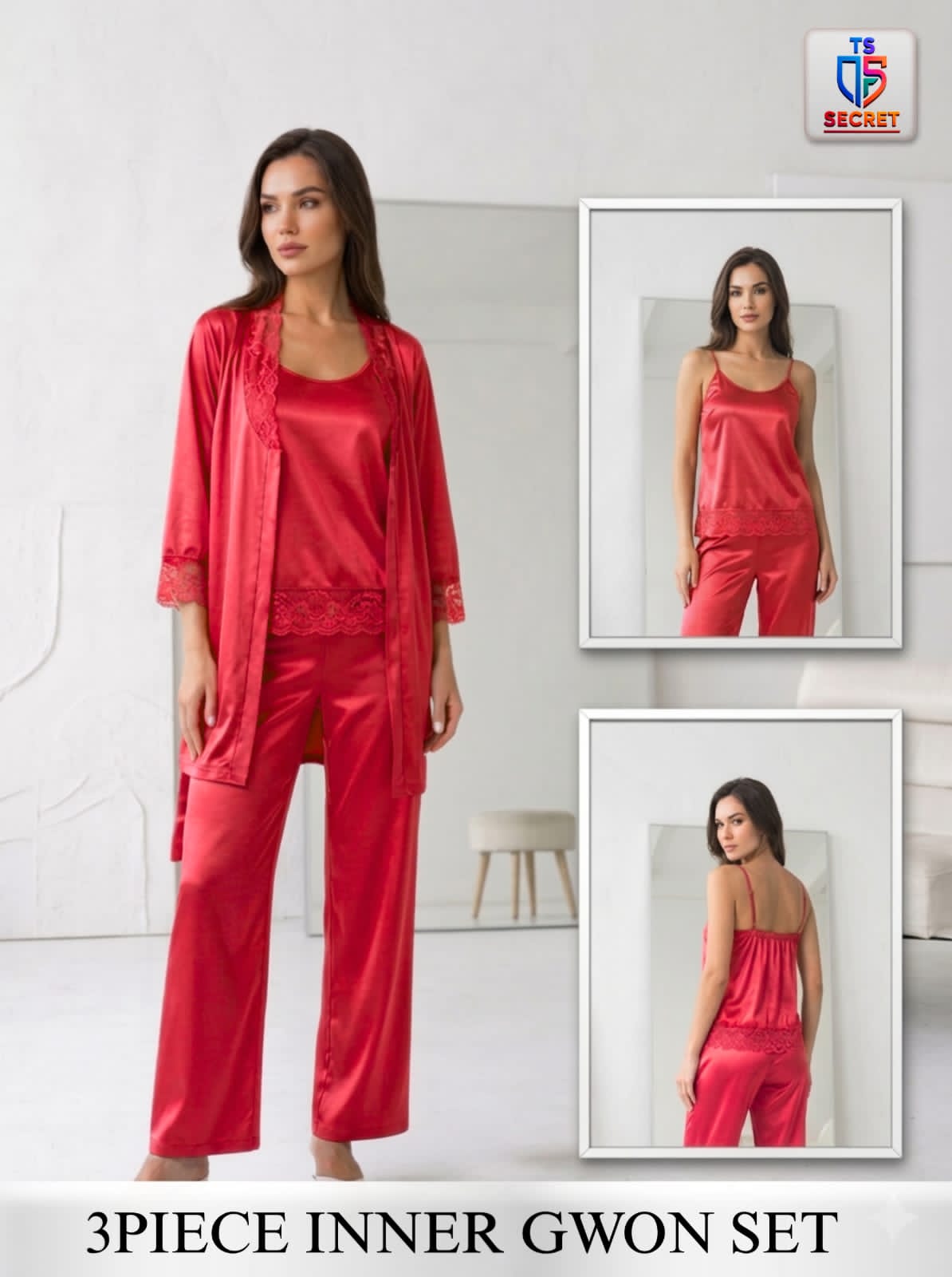 Sunset Glow 3-Piece Inner Gown Set – TS Secret