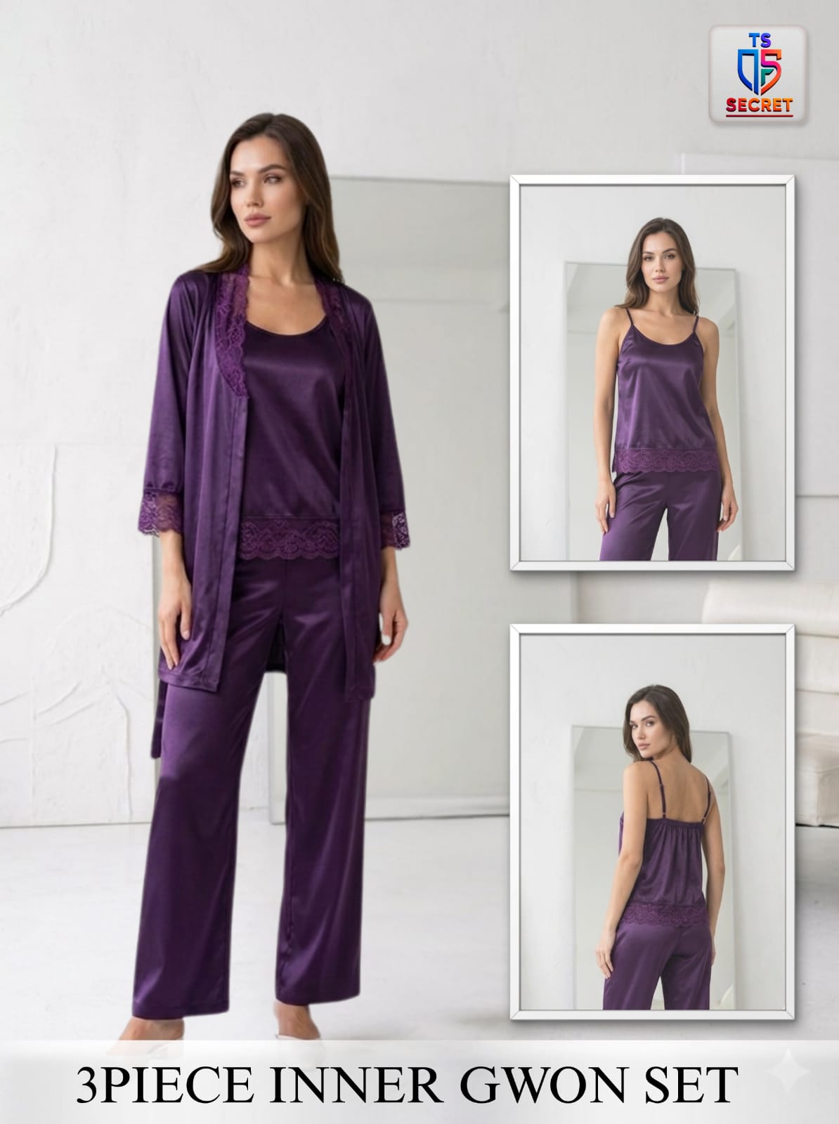 Sunset Glow 3-Piece Inner Gown Set – TS Secret