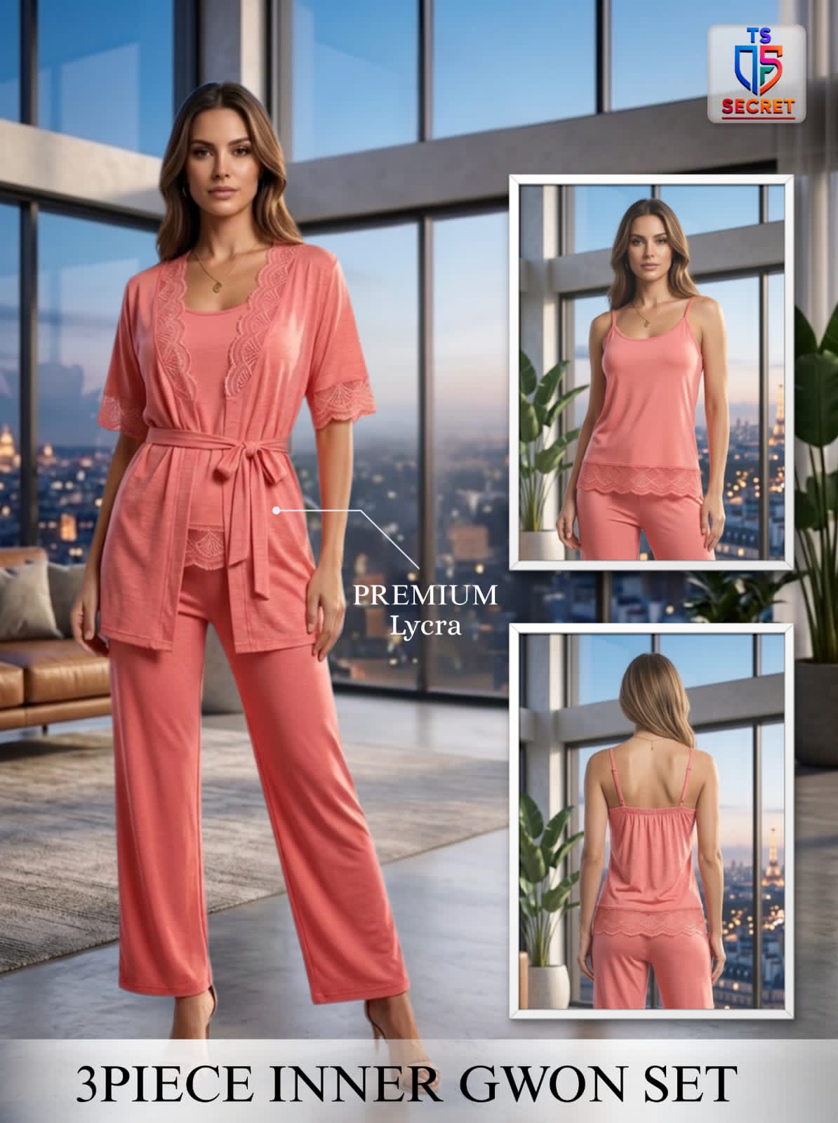 Sunset Glow 3-Piece Inner Gown Set – TS Secret