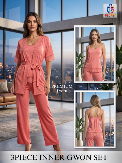 Sunset Glow 3-Piece Inner Gown Set – TS Secret
