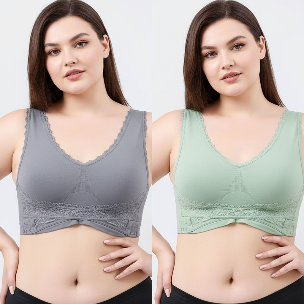 Last day 30% off - comfy corset bra front cross side buckle lace bras
